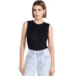 COMMANDO Women's Luxury Rib Signature Bodysuit XS Black Stretch Sleevless NWT